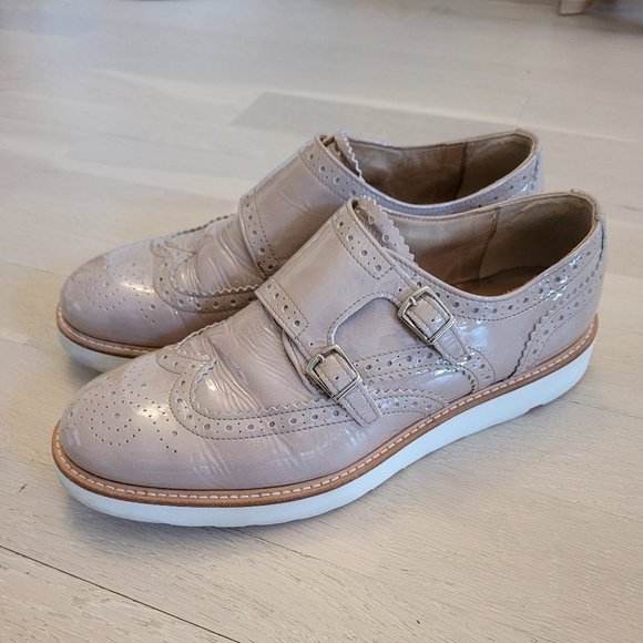 Lloyd Brogue Double Monk Beige Patent Leather Women Shoes SIze 07 but fits 08 - Picture 5 of 14